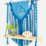 "The Wave" Macrame Wall Hanging Shelf Blue