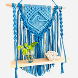 "The Wave" Macrame Wall Hanging Shelf Blue