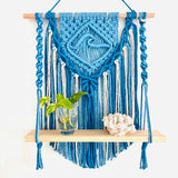 "The Wave" Macrame Wall Hanging Shelf Blue