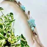 Mum & Baby Turtles on Driftwood - Seafoam