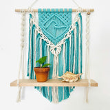 "The Wave" Macrame Wall Hanging Shelf Mint