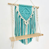 "The Wave" Macrame Wall Hanging Shelf Mint