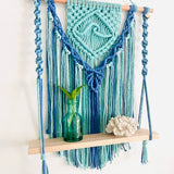"The Wave" Macrame Wall Hanging Shelf Mint