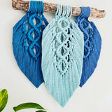 Trio of Diamond Feather Wall Hanging - Blue Tones