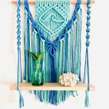 "The Wave" Macrame Wall Hanging Shelf Mint
