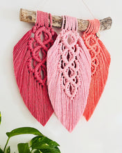 Load image into Gallery viewer, Trio of Diamond Feather Wall Hanging - Pink Tones
