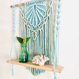 "Clam Shell" Macrame Wall Hanging Shelf Seafoam