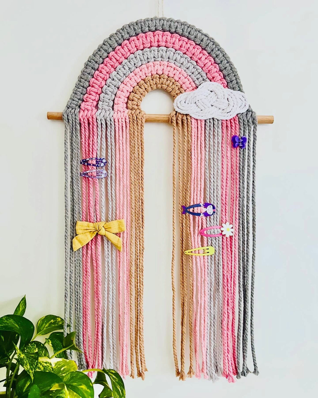 Rainbow Hair Clip Storage Hanger - pink