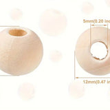 Natural Wooden Beads Round 12mm