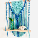 "The Wave" Macrame Wall Hanging Shelf Mint