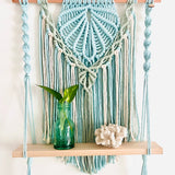 "Clam Shell" Macrame Wall Hanging Shelf Seafoam