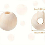 Natural Wooden Beads Round 18mm