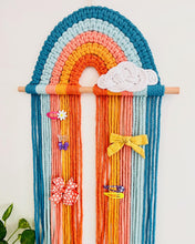 Load image into Gallery viewer, Rainbow Hair Clip Storage Hanger - orange &amp; blues
