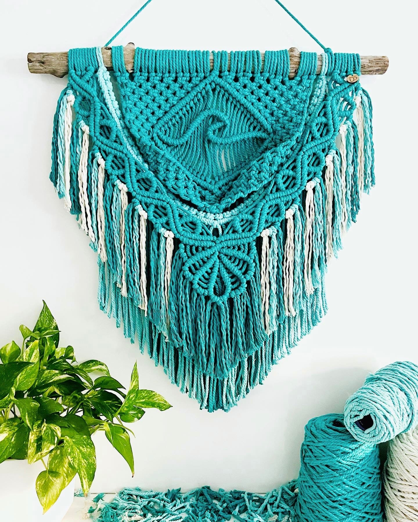 Aqua fashion Teal Beach Macrame Wall Hanging