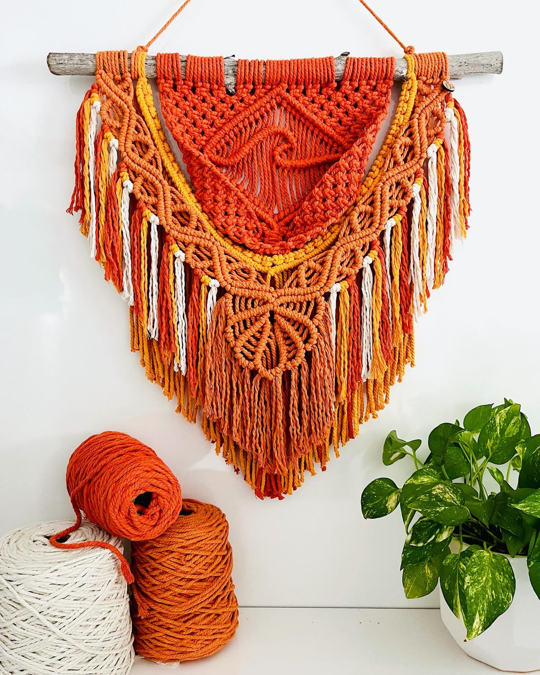 “The Wave” Macrame Wall Hanging - Sunset